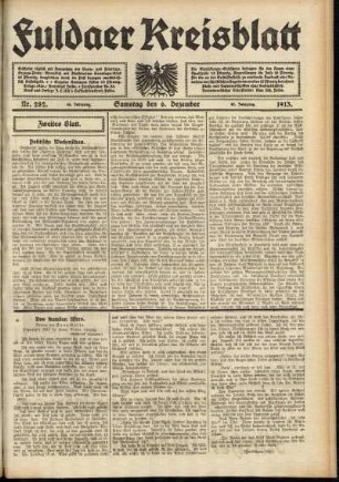 Zweite Ausgabe vom Samstag, den 06. Dezember 1913.