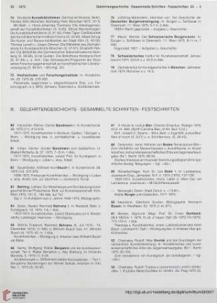 III. Gelehrtengeschichte. Gesammelte Schriften. Festschriften