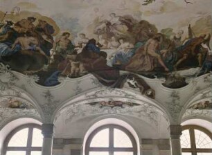 Innendekoration des Gartensaales — Deckendekoration des Gartensaales — Göttermahl und Rast der Diana — Göttermahl