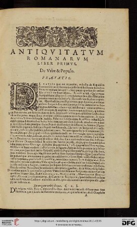 Liber primus: De urbe & populo