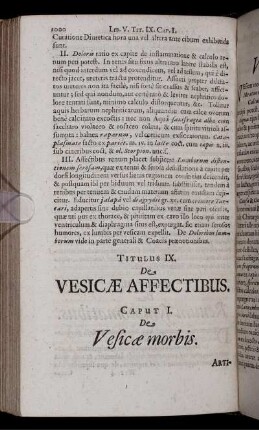 Titulus IX. De Vesicae Affectibus
