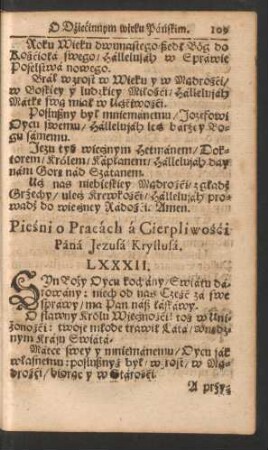 Piesni o Pracach a Cierpliwosci Pana Jezusa Krystusa.