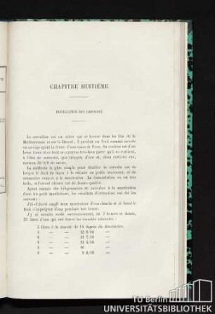 Chapitre huitième. Distillation des caroubes