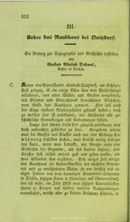 Ueber das Raubhaus bei Quitzdorf