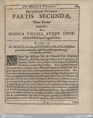 MEMBRUM PRIMUM PARTIS SECUNDAE, Tomo Primo Conjunctae: De MUSCIA VOCALI, ...