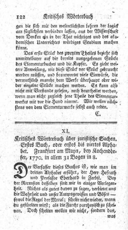 Kritisches Wörterbuch über juristische Sachen. Buch 1.