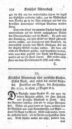 Kritisches Wörterbuch über juristische Sachen. Buch 1.