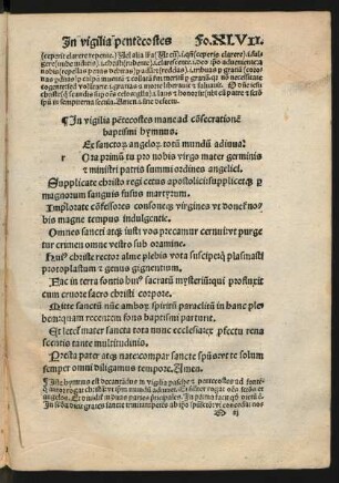 In vigilia pentecostes mane ad consecrationem baptismi hymnus.