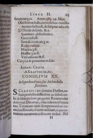 Consilium XX. In hypochondriaca, sive Melancholia flatulenta