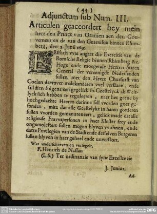 Adjunctum sub Num. III.