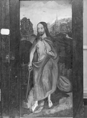 Triptychon. Familie der Heiligen Anna, rechter Außenflügel: Christus als Gärtner