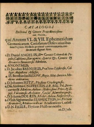 Catalogus ... Virorum, qui ... Observationibus suis ... communicatis, condecorare dignati sunt.