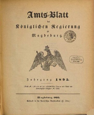 Amtsblatt der Regierung zu Magdeburg. 1895