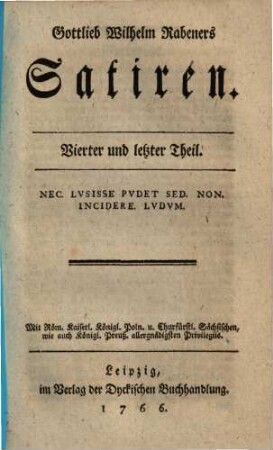 Gottlieb Wilhelm Rabeners Satiren, 4