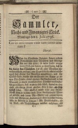 Sechs und Zwanzigstes Stück. Montags den 2. Julii 1736.
