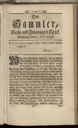 Sechs und Zwanzigstes Stück. Montags den 2. Julii 1736.