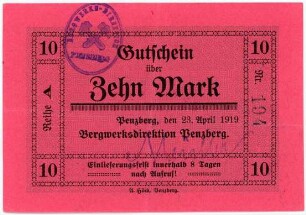 Geldschein / Notgeld, 10 Mark, 23.4.1919