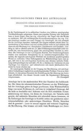 Gerhard Schmidtchen: Soziologisches über die Astrologie. Ergebnisse einer Repräsentativbefragung
