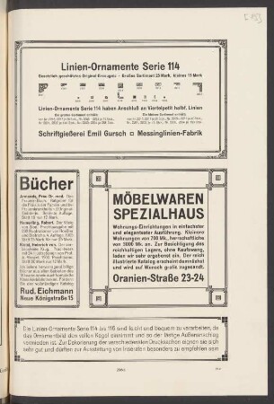 [Ornamente] : [Linien-Ornamente Serie 114 und andere : Schriftprobe]