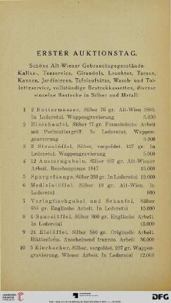 Erster Auktionstag (Nr. 1-121)