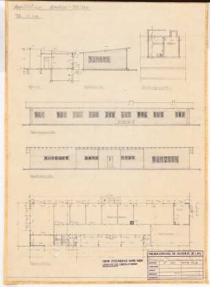 Reichsluftfahrtministerium, Berlin Baubüro im Baugelände: Grundriss, Schnitte, Ansichten 1:100
