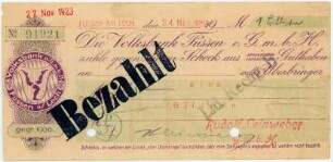 Geldschein / Notgeld, 1 Billion Mark, 24.11.1923