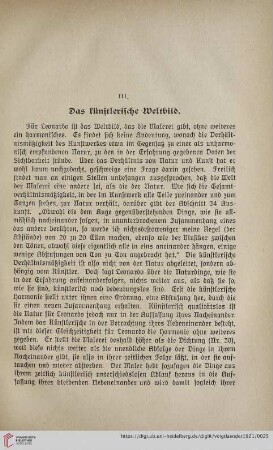 III. Das künstlerische Weltbild
