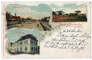 Gruss aus Lindenthal bei Leipzig : Lindenthal, Villenviertel, Gasthof zum deutschen Haus