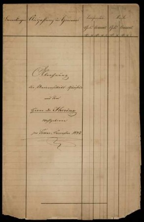Hörerlisten und Abrechnungen, Ohne Ort, Berlin, Göttingen, 1843 - 1868