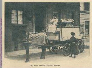 Kutscherin eines Molkereiwagens in Berlin