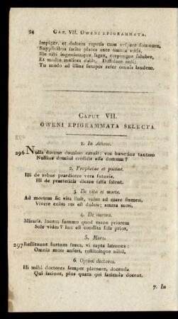 Caput VII. Oweni Epigrammata Selecta