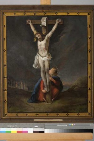 Bemalte Fahne aus der Kirche St. Bonifatius in Ungedanken (Schwalm-Eder-Kreis) — Rückseite