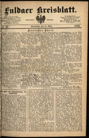 Ausgabe vom Samstag, den 14. März 1885.