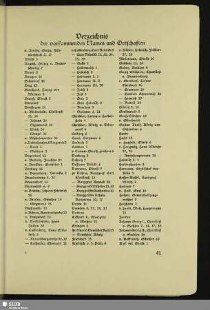 Verzeichnis der vorkommenden Namen und Ortschaften