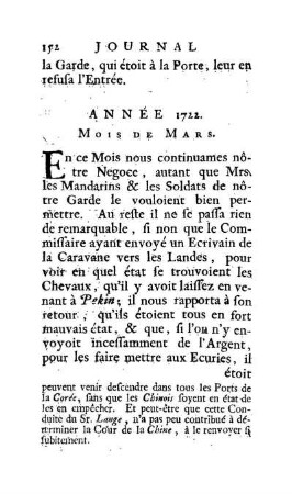 Année 1722. Mois de Mars
