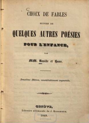 Choix de fables : suivies de quelques autres poésies pour l'enfance