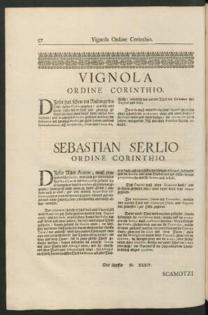 Vignola Ordine Corinthio. - Sebastian Serlio Ordine Corinthio.