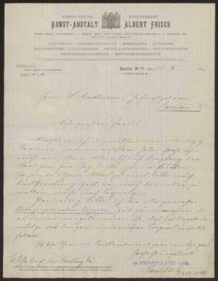 Schreiben an Hermann Muthesius (Brief)