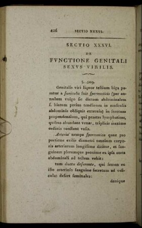 Sectio XXXVI. De Functione Genitali Sexus Virilis