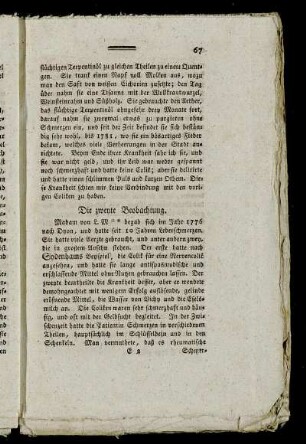Die zweyte Beobachtung.