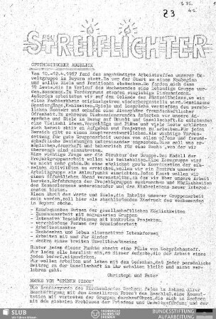 [38].1987: Streiflichter der Arbeitsgruppe Umweltschutz Leipzig am Stadtjugendpfarramt Leipzig
