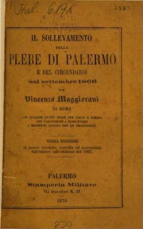 Il sollevamento della plebe di Palermo e del Circondario nel settembre 1866