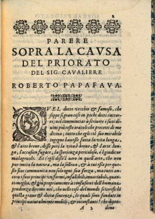 Parere Sopra La Cavsa Del Priorato Del Signor Cavaliere Roberto Papafava