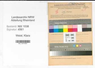 Entnazifizierung Klara Weist , geb. 07.02.1894 (Krankenpflegerin)