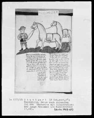 Jean de Mandeville, Reise nach Jerusalem — Der junge Mohammed als Kameltreiber, Folio 88verso