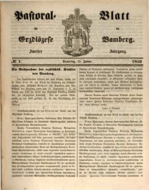 Pastoralblatt der Erzdiözese Bamberg. 2, 2. 1859