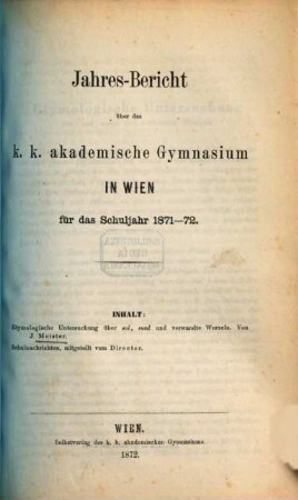 Jahresbericht, 1871/72