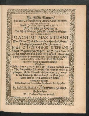 Der letzte Vorbescheid und Abscheid aller Menschen