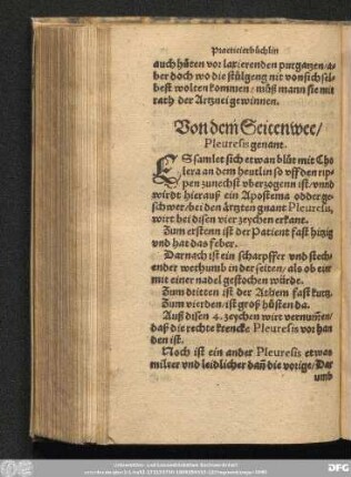 Von dem Seitenwee/ Pleuresis genant.