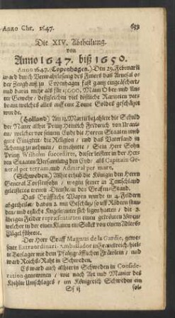 Die XIV. Abtheilung. von Anno 1647. biß 1650.